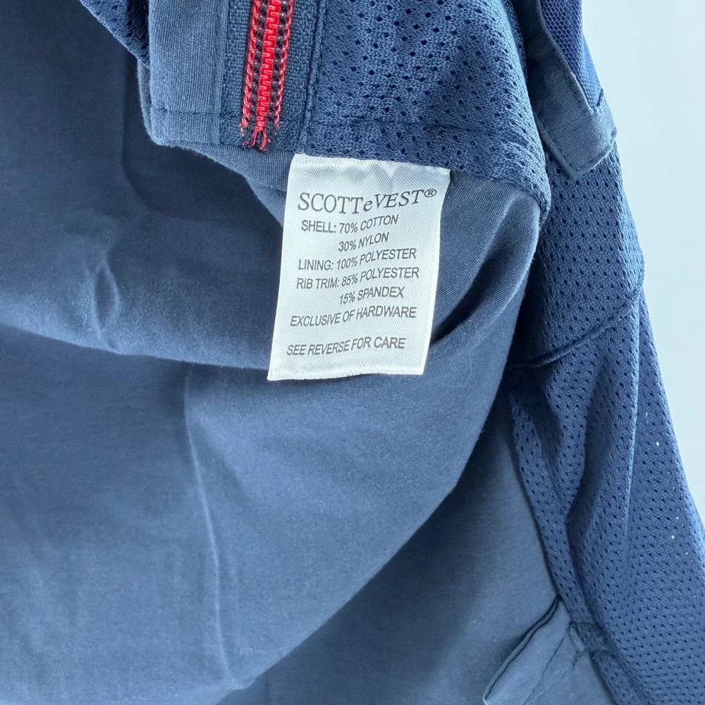 SCOTTeVEST The 101 Vest Mens Large Navy Blue 9 Pocket Travel Utility Tech Vest
